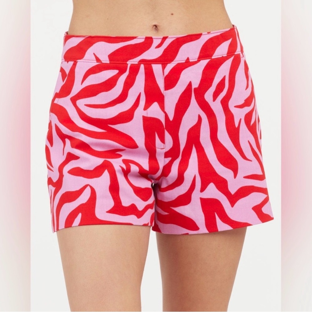 SPANX Pink and Red Zebra-Print Bermuda Shorts Size XL